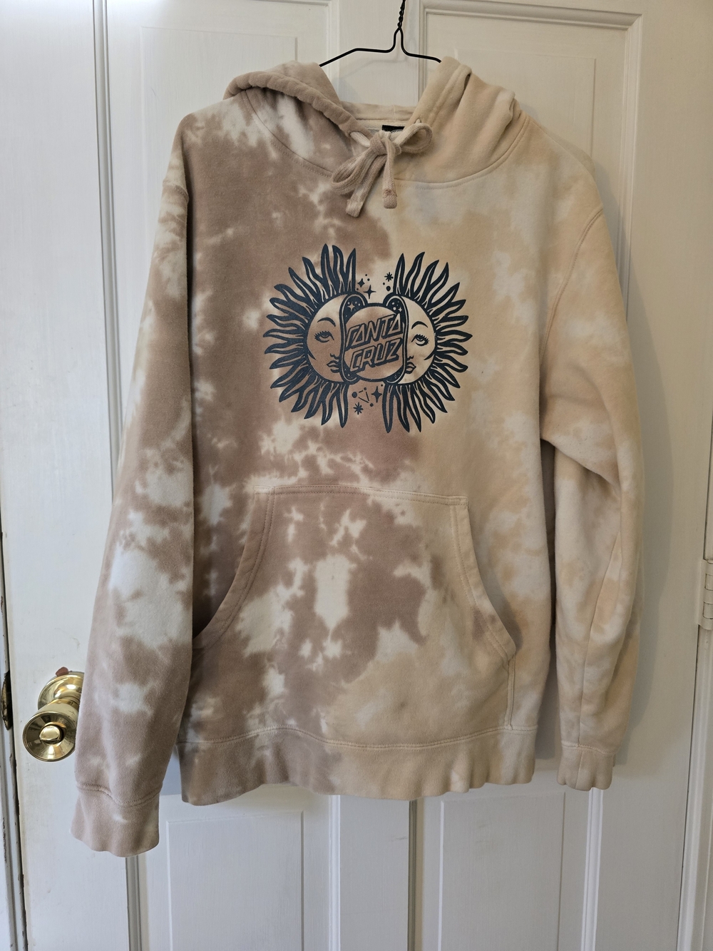 Santa Cruz Skateboards Men's Beige Tie-Dye Hoodie Sweatshirt Size S
